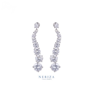 Neriza Jewelry/ต่างหูเพชรสังเคราะห์ประกายไฟเทียบเท่าเพชรแท้ เครื่องประดับเจ้าสาว ต่างหูออกงาน จัดส่งฟรีพร้อมกล่อง NE016