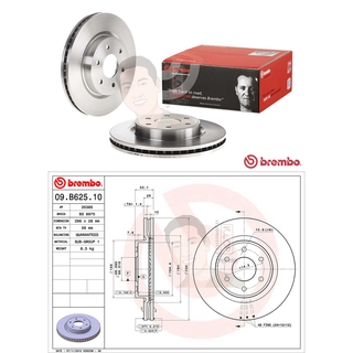 09 B625 10 จานเบรค ล้อ F (ยี่ห้อ BREMBO) รุ่น Std NISSAN Navara 4x2 4x4 D40 6-speed, NP300 4x4 ปี 2007-&gt;