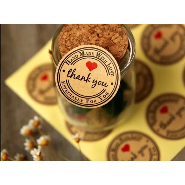 สติ๊กเกอร์ thank you Handmade with Love 60ดวง