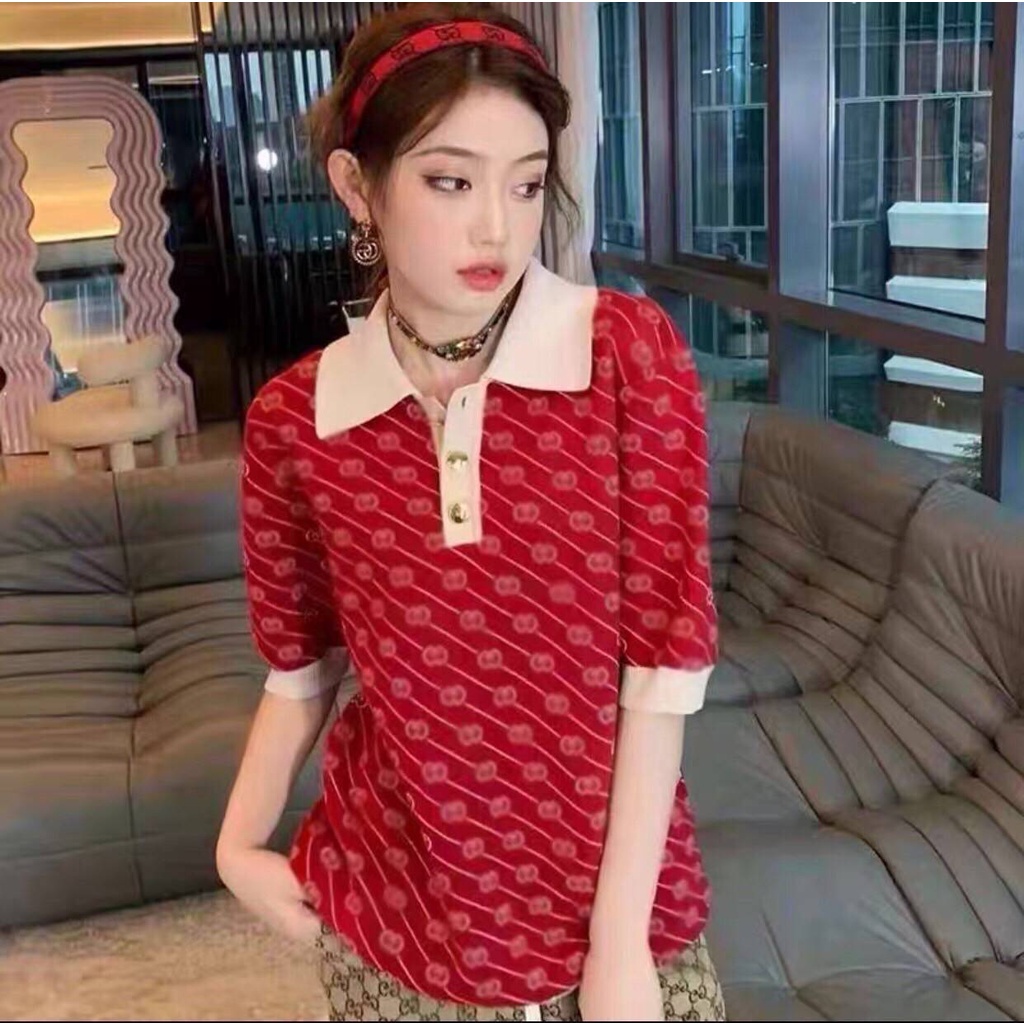 เสื้อยืดGic♡ci เสื้อแขนสั้นคอปก สวยหรูดูแพง พร้อมส่ง