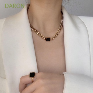 Daron สร้อยข้อมือ สร้อยคอ จี้ทรงสี่เหลี่ยม สีทอง เหมาะกับงานปาร์ตี้ แฟชั่นสําหรับผู้หญิง และผู้ชาย