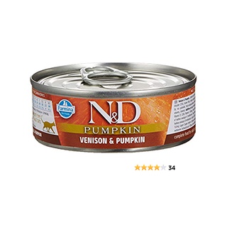 อาหารเปียกแมวเกรดซุปเปอร์พรีเมี่ยม Farmina N&amp;D Pumpkin Cat Venison &amp; Pumpkin Recipe 2.8oz จากอิตาลี