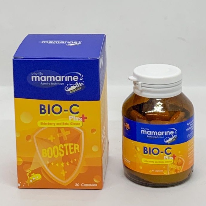 Mamarine  Booster Bio-C Plus Elderberry and Beta-Glucan มามารีน ไบโอซี พลัส บูสเตอร์ 30 แคปซูล