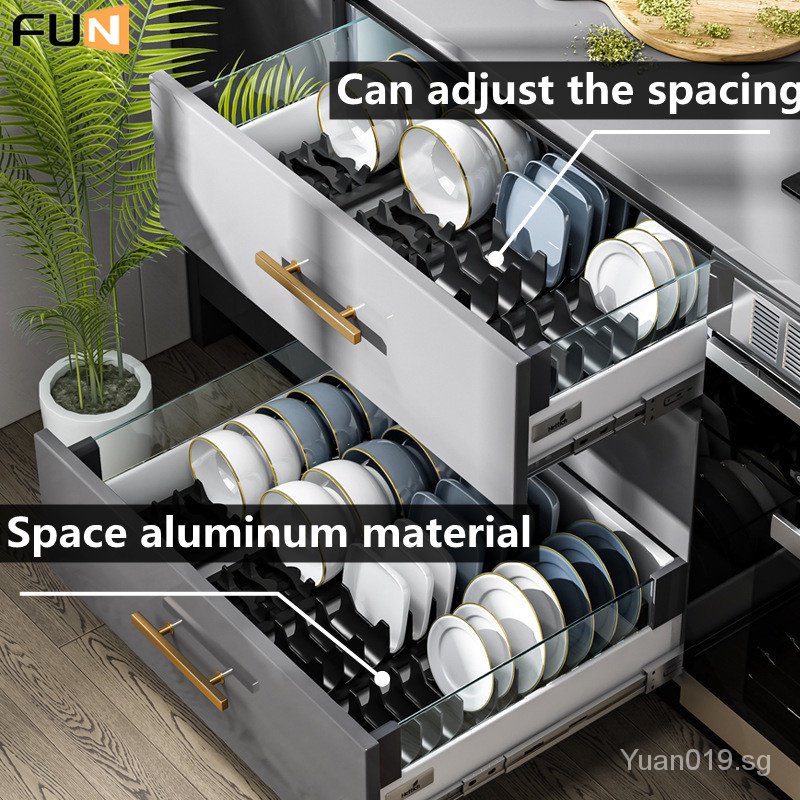 YSYFUNDraining Bowl Rack Cupboard Builtin Drawer Alumimum Dishwashing