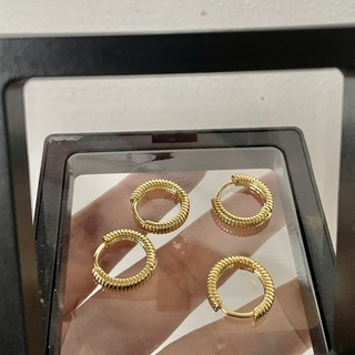 𝐴𝑆𝐻𝐼𝑅𝐴 (18k gold plated ) ต่างหูห่วง ต่างหูสายฝอ ต่างหูสีทอง ต่างหูน่ารัก Minimal hoop earrings  huggies hoop earrings