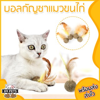 🐶😼 ลูกบอลกัญชาแมว ขนไก่ - Catnip Ball บอลแคทนิปแมวขนนก