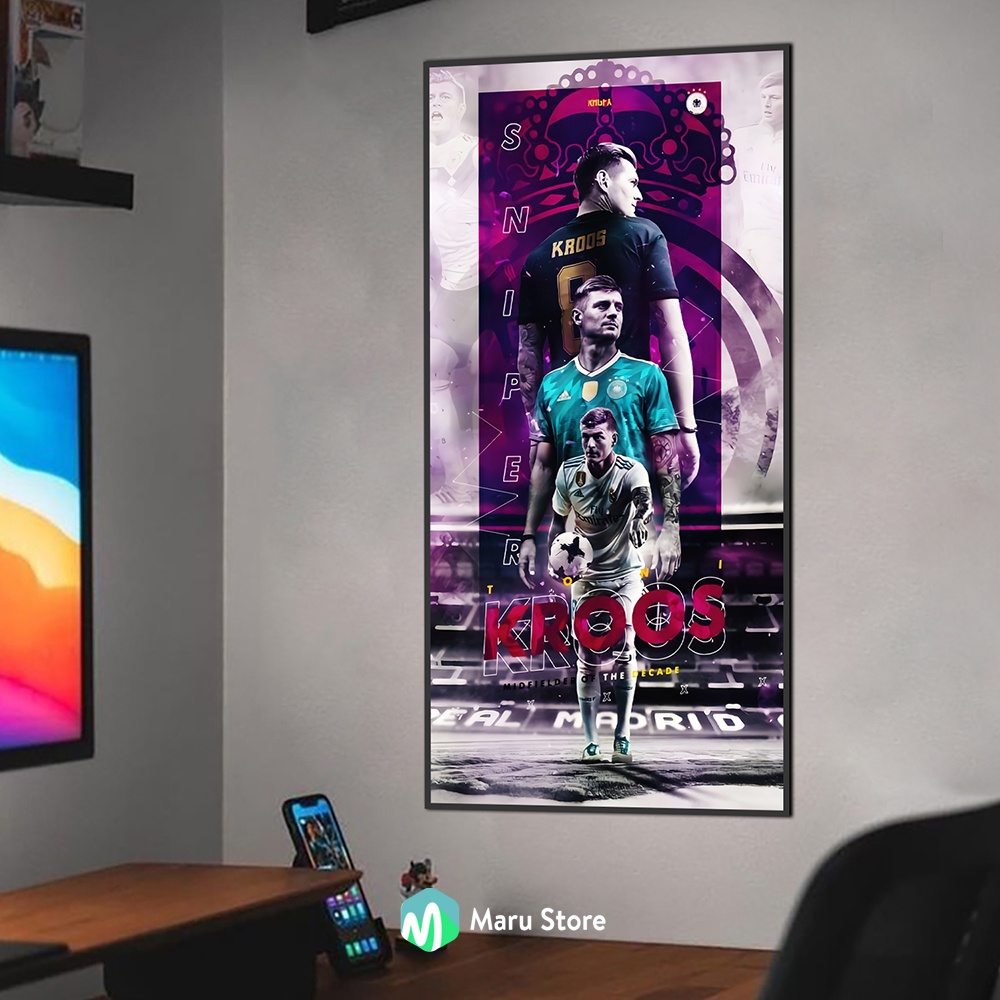 Toni Kroos ภาพวาดผ้าใบสําหรับตกแต่งห้องนั่งเล่นพร้อมกรอบคอมโพสิต