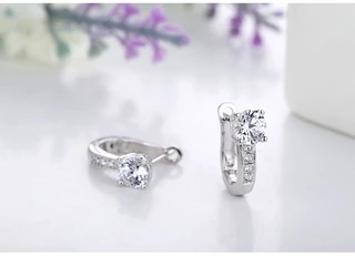 ใหม่ Pearl U ประเภทZirconต่างหู 925 เงินเครื่องประดับสําหรับสาวPendientes Plata Brincosปุ่มS925 แสตมป์ต่างหู