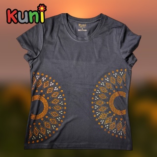 K105เสื้อยืดผู้หญิง ตกแต่ง-ประดับ-พิมพ์ลาย-เพชรแฟชั่น Abstract Floral Bling Tees by kunibrand