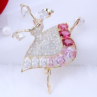 Miss Earring เข็มกลัดเพชรสาวน้อยบัลเล่ย์ Ballerina Brooch in Pink