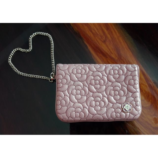 กระเป๋าใส่นามบัตร Clathas สีชมพู จากญี่ปุ่น มือสอง สภาพใช้ได้ ขนาด 11.50 cm.x 7 cm.