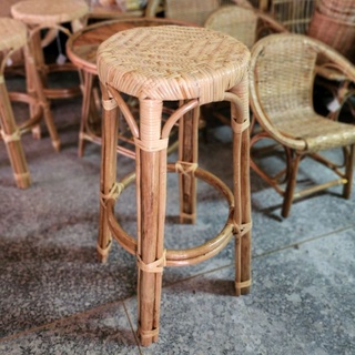 เก้าอี้หวายสาน stool chair แบบ handmade เก้าอี้สาน เก้าอี้บาร์