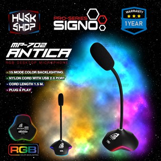 ไมค์คอม Signo MP-702 ANTICA RGB Desktop Microphone ไมค์โครโฟน สำหรับคอมพิวเตอร์ ประกันศูนย์ 2 ปี