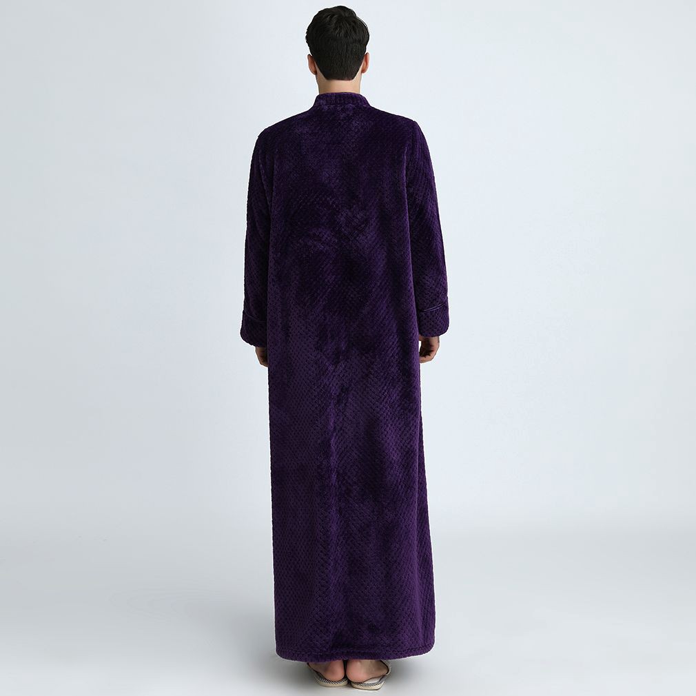 Mens Zipper Fleece Robe Warm Soft Big Tall Full Length Long Shawl ...