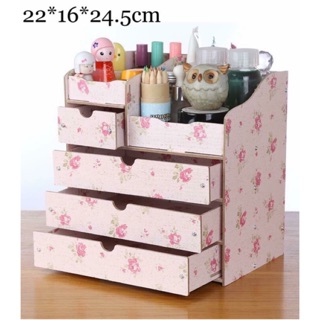 พร้อมส่ง!ไม่ต้องรอนาน ลิ้นชักไม้ DIY O6464ชมพู