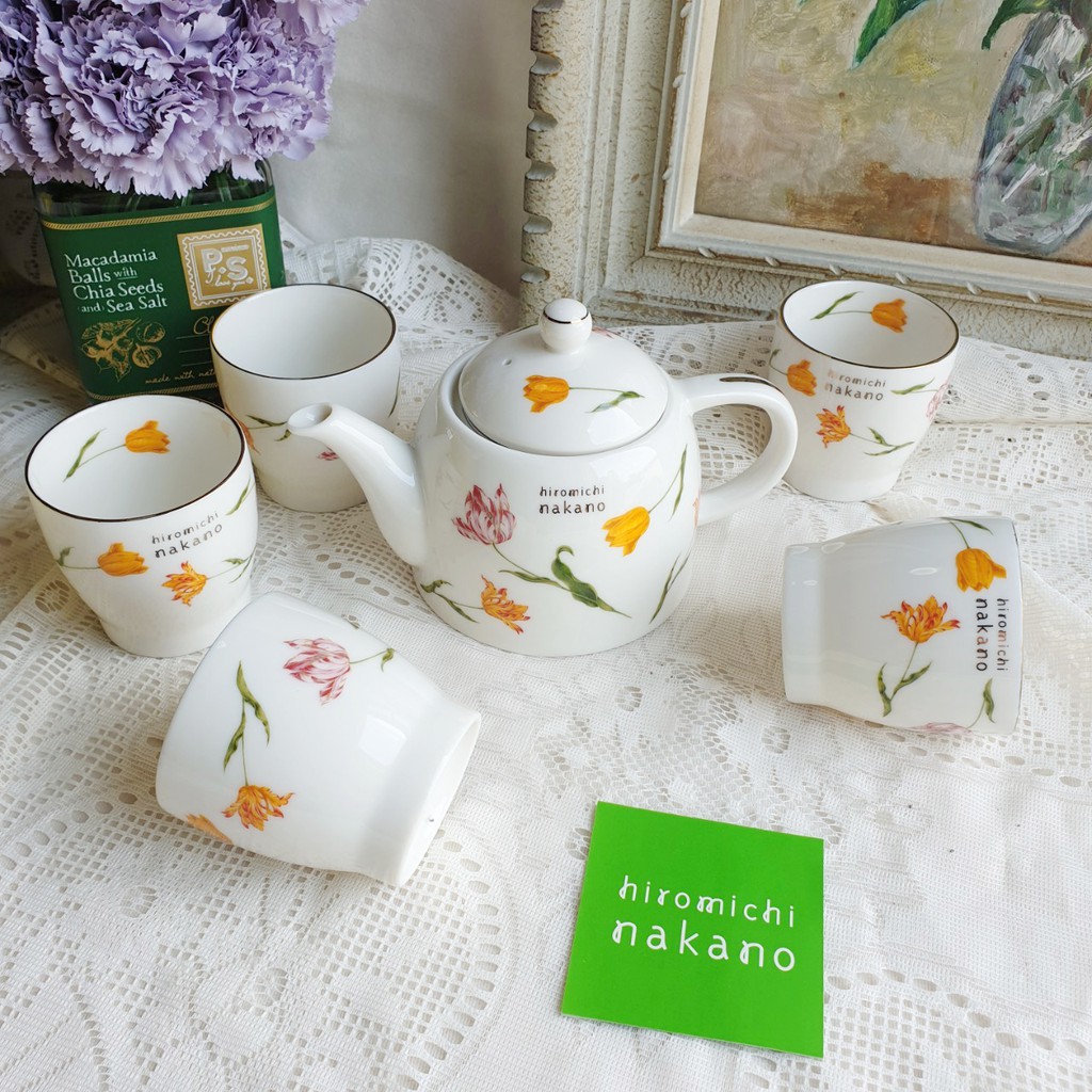 ชุดกาเเฟ + กา Hiromichi NAKANO พร้อมกล่อง ขนาด กาน้ำ H 11.5 cm W 18 cm เเก้ว H 7 cm W 7 cm
