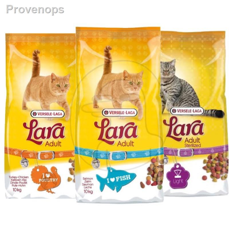 รวดเร็ว◕◘❐ลาร่า อาหารแมวโปรตีนสูง Lara Cat Food Turkey &amp; Chicken,Salmon 10kg.,Sterilized