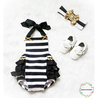 BBT-หญิงสาวลายสาว Halter Ruffle Romper