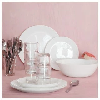 พร้อมส่ง IKEA อีเกีย จาน ชาม ถ้วย เข้าไมโครเวฟได้ แก้วน้ำ ทนทานไม่แตกง่าย มินิมอล สีขาว สีเขียว