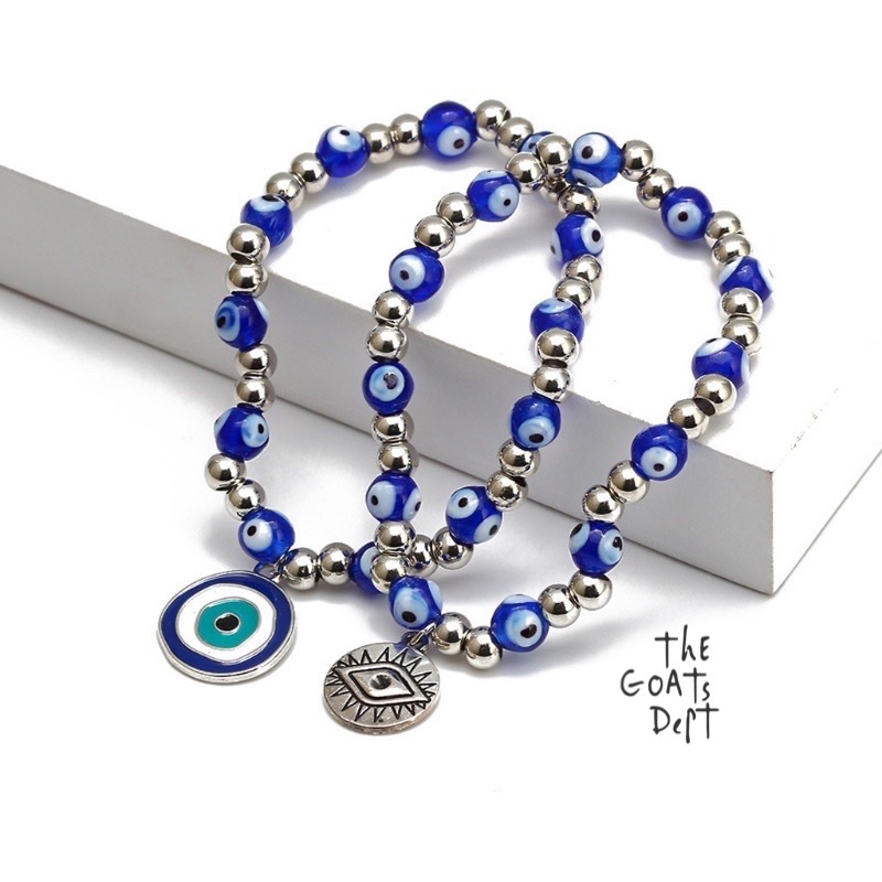 MATA The Goats Dept - Blue Evil Eye สร้อยข้อมือลูกปัดโลหะ Original / Silver Blue Eye สร้อยข้อมือ Uni