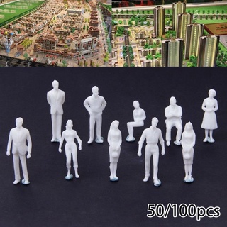 โมเดลฟิกเกอร์คน รถไฟ ขนาดเล็ก สเกล 1:75 สีขาว 50 100 ชิ้น