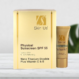 Skin Us Physical Sunscreen SPF55 30g ครีมกันแดดสูตรกันน้ำ ปกป้องผิวจากรังสี UVA และ UVB /หลอด