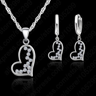 PATICO สร้อยคอพร้อมจี้ และต่างหู 925 Sterling Silver รูปหัวใจประดับด้วยคริสตัล  Austrian Crystal รุ่