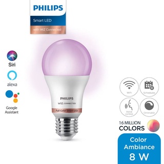 Philips WiZ Color Ambiance bulb - หลอดไฟเปลี่ยนสีอัจฉริยะ เปลี่ยนสีได้ 16 ล้านสี 8 วัตต์ แท้100%