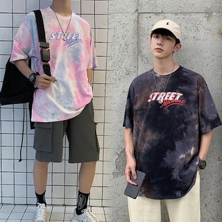 แหล่งขายและราคาเสื้อยืดมัดย้อมแขนสั้นผู้ชายที่กําลังฮิต oversize เสื้อผ้าวัยรุ่น สไตล์เกาหลี เสื้อโอเวอร์ไซส์ผู้ชาย สตรีทอาจถูกใจคุณ