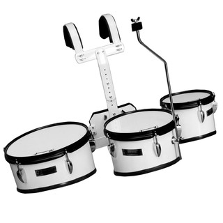 Paramount กลองเดินพาเหรด 8"/10"/12" พร้อมขาจับฉาบ+ที่สะพายไหล่ สีขาว รุ่น JBQA-03WH (Marching Trio Drum)