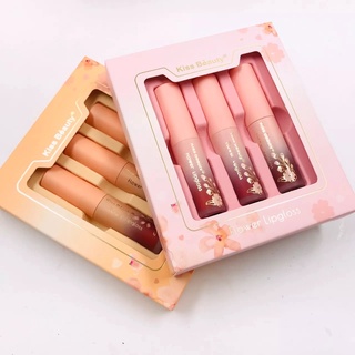 Kiss Beauty Flower Lipgloss 1เซ็ต มี3สี3แท่ง ( มีให้เลือก2เฉดสี )