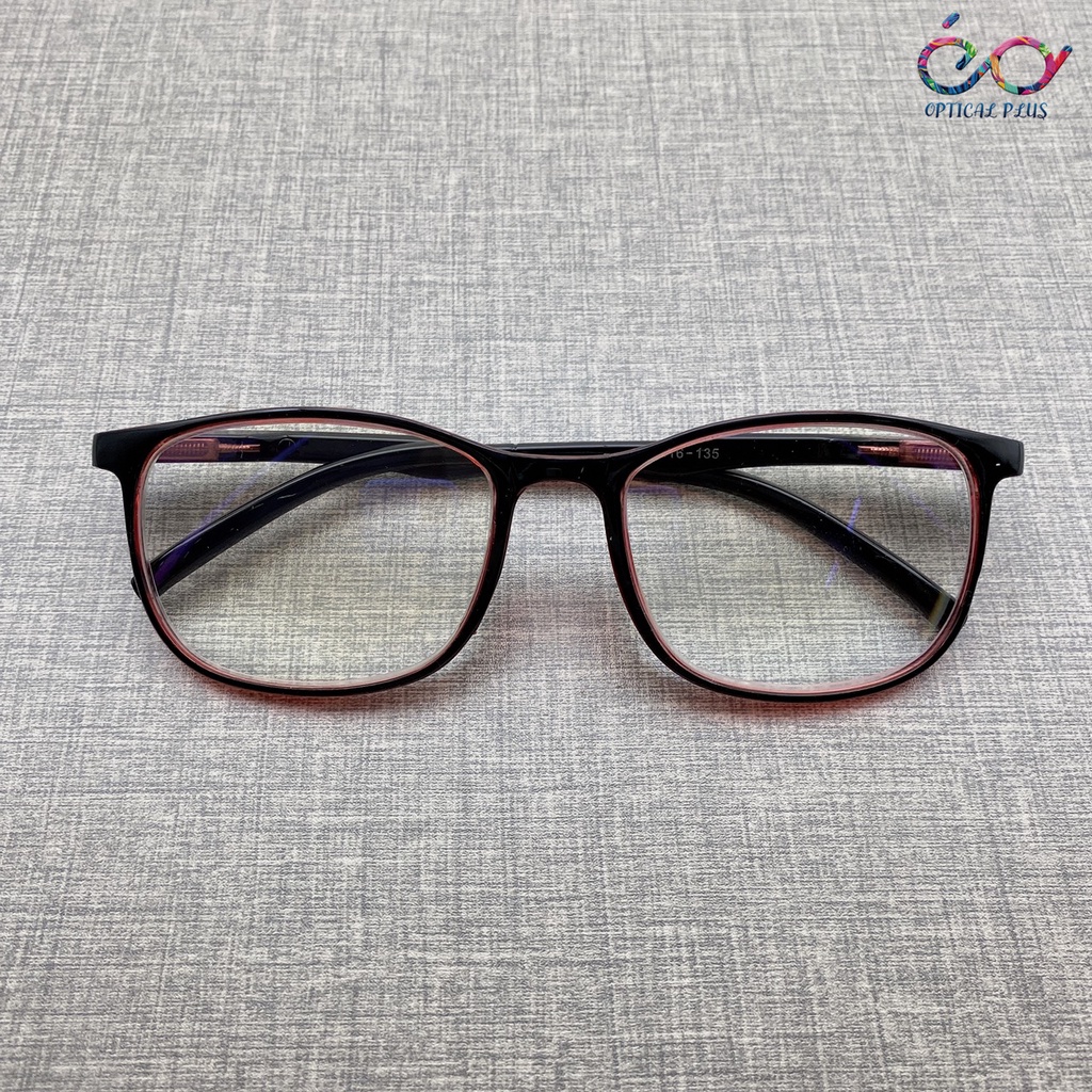 UniqueYou แว่นสายตาสั้น กรอบแว่นสายตา พร้อมเลนส์สายตา แถมซองผ้าใส่แว่น6801T-red