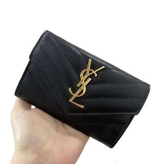 YSL เงินสั้น / การ์ด 2 พับ ดำทอง พร้อมส่ง