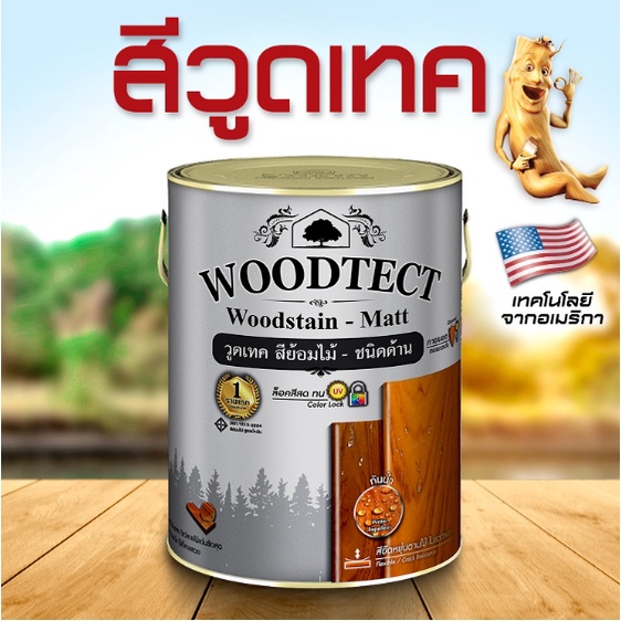 (stock ใหม่ ) สีย้อมไม้ สีย้อมไม้วูดเทค WOODTECT WOODSTAIN ชนิดด้าน