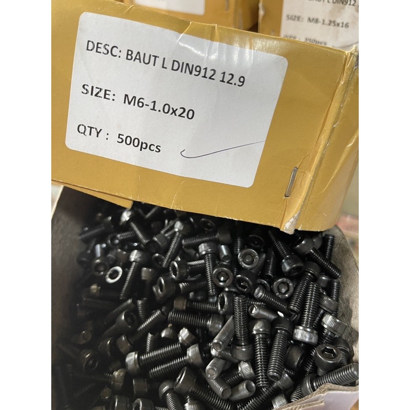 BLACK STEEL L-BOLT M6 x 20 - KEY L-BOLT 10 LENGTH 2 CM - SOCKET SCREW GRADE 12.9