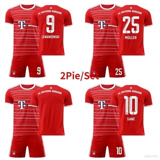 เสื้อกีฬาแขนสั้น ลายทีมชาติฟุตบอล Bayern Munchen 2022-2023 ชุดเหย้า 2 ชิ้น ต่อชุด