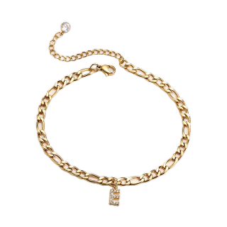 Vnox Gold Initial Anklet เครื่องประดับสร้อยข้อเท้าโซ่ สําหรับสตรี