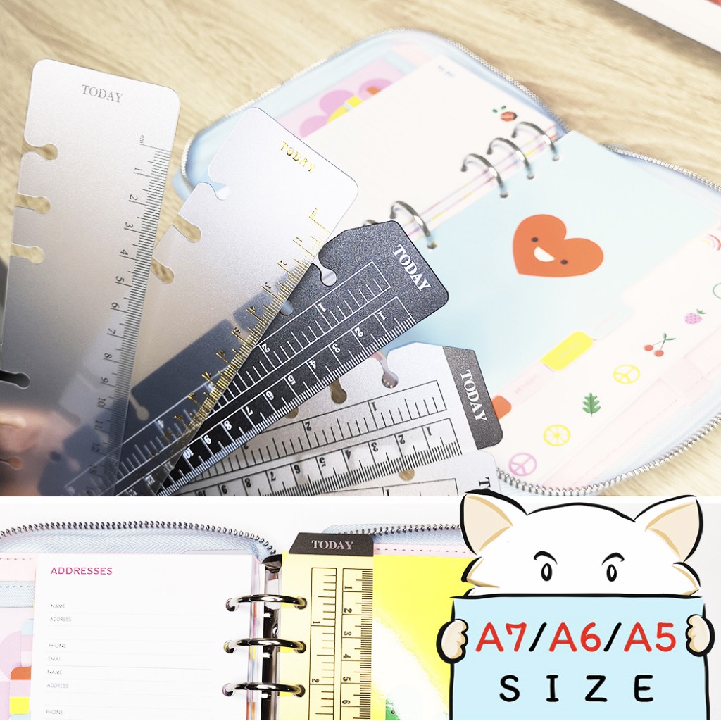ไม้บรรทัดแพลนเนอร์ BASIC ⭐️ 6 รู Holes Planner Ruler Dividers Refill Divider Plan Index Bookmark A7/A6/A5 mimisplan