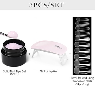 Born PRETTY เล็บปลอมเจล 5 กรัม ปลายเล็บปลอม กรรไกรตัดเล็บ โคมไฟ UV สีนู้ด สีชมพู 3 ชิ้น ต่อชุด