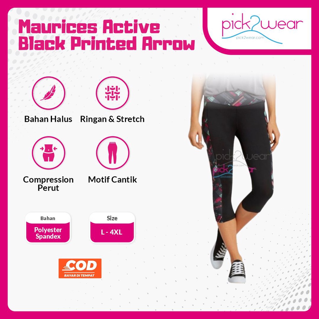 กางเกงยิมออกกําลังกายโยคะพิมพ์ลายสีดําลูกศร zumba capri