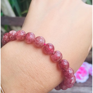 กำไลหินนำโชคสตอเบอรี่ควอส(Strawberry Quartz) ขนาด8.5มิล