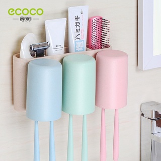 Ecoco ถ้วยเก็บแปรงสีฟันยาสีฟันแบบติดผนังห้องน้ํา 2/3/4 ถ้วย