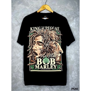 Bobmarleyเสื้อยืดสีดำสกรีนลายPG03