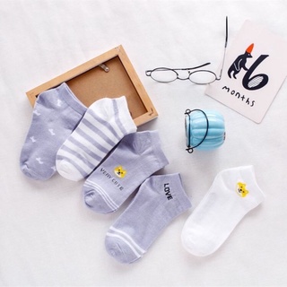 ถุงเท้าแฟชั้น ลายใบไม้สีเขียว แมวสีชมพู สตอเบอรี่ 1แพค 10คู่ - รูปที่ 3