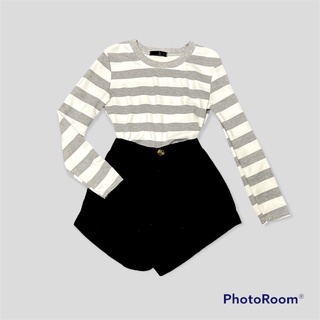 เสื้อครอปแขนยาวลายทาง เสื้อกันหนาว ใส่ไปต่างประเทศ