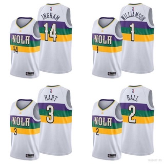 เสื้อกีฬาบาสเก็ตบอลแขนกุด ลายทีม BKB NBA Jersey Pelicans Ingram Williamson Ball Hart สไตล์เรโทร