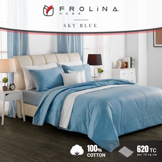 Frolina ผ้านวม 3.5 ฟุต Twin ชุดผ้าปูที่นอนหลับสบาย ขนาด 60x80 นิ้ว รุ่น Moderna 620 Thread Count สีพื้น - มี 6 สี