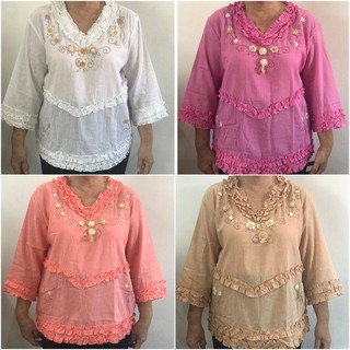 เสื้อพื้นเมือง ปิยะมาศ ผ้าอ้อม มี 4 สี (อก 46 freesize)