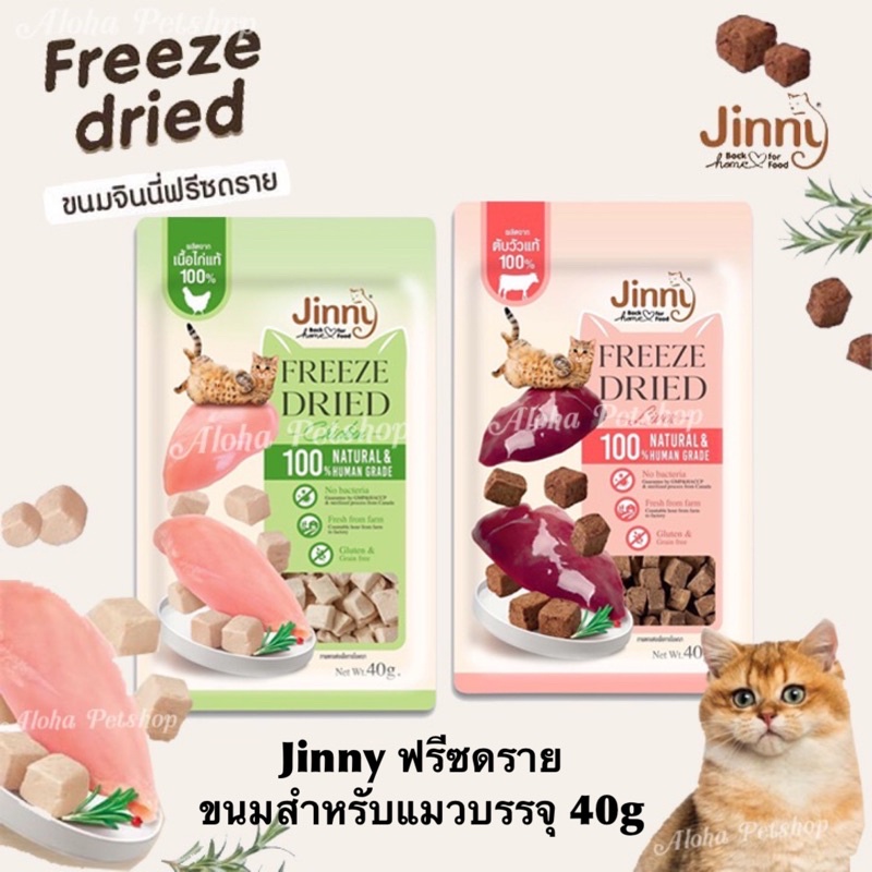 Jinny Freeze Dried Cat Snack จินนี่ ฟรีซดราย ขนมสำหรับแมวบรรจุ 40g