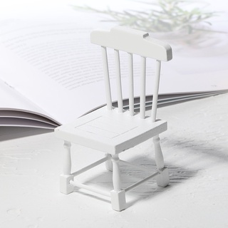 [Dollhouse  Mini Furniture] 02 เก้าอี้ไม้จิ๋ว เก้าอี้จิ๋ว สำหรับตกแต่งบ้านตุ๊กตา สีขาว #ของจิ๋ว #miniature